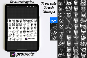 Vintage Skull Set 3 Procreate Brush