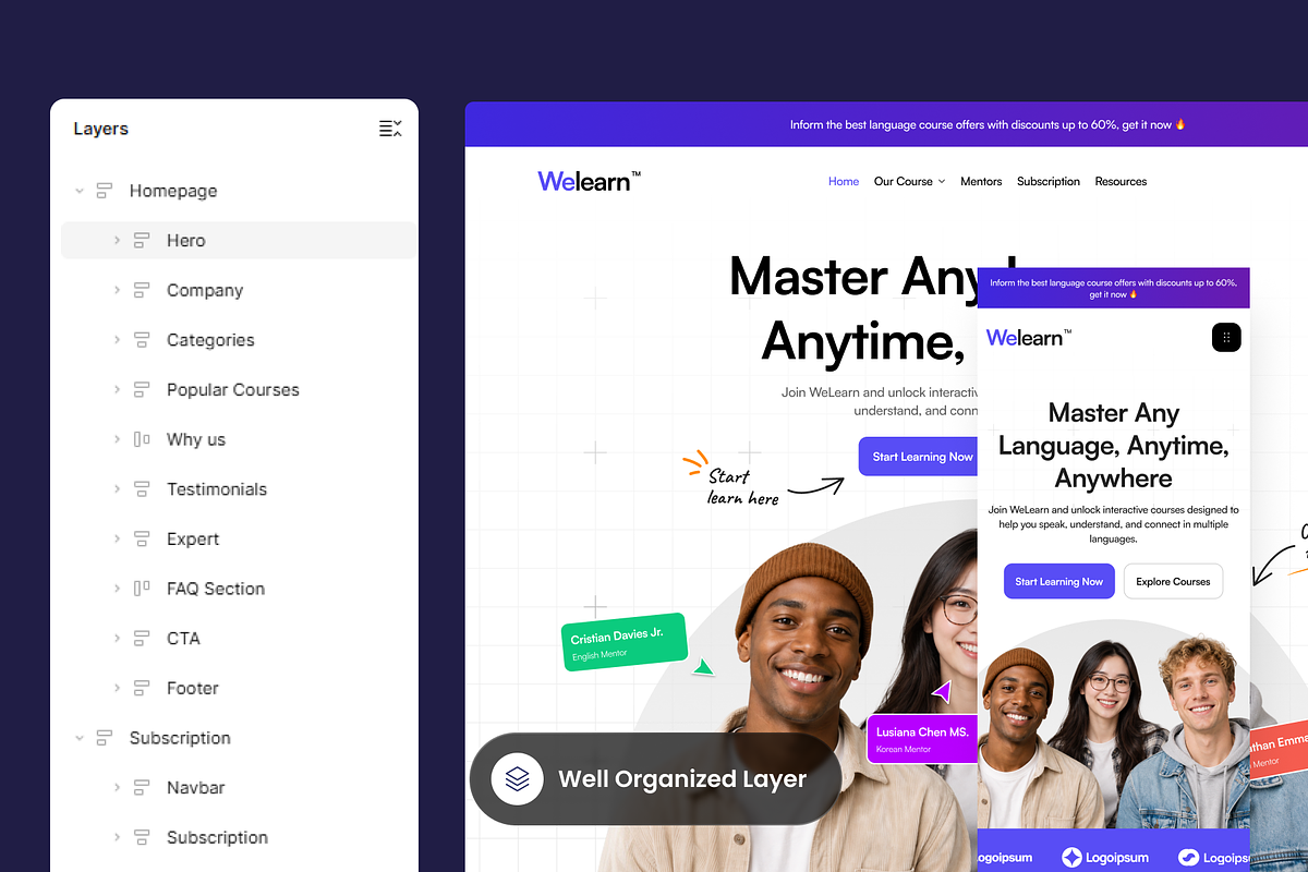 Welearn - Online Course Website, a Landing Page Template by SLAB! Design (Photo 2 of 5)