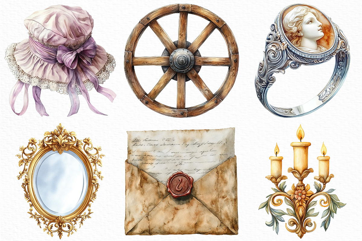 Watercolor Victorian Clipart Bundle, an Illustration by Craft Nest (Photo 4 of 6)