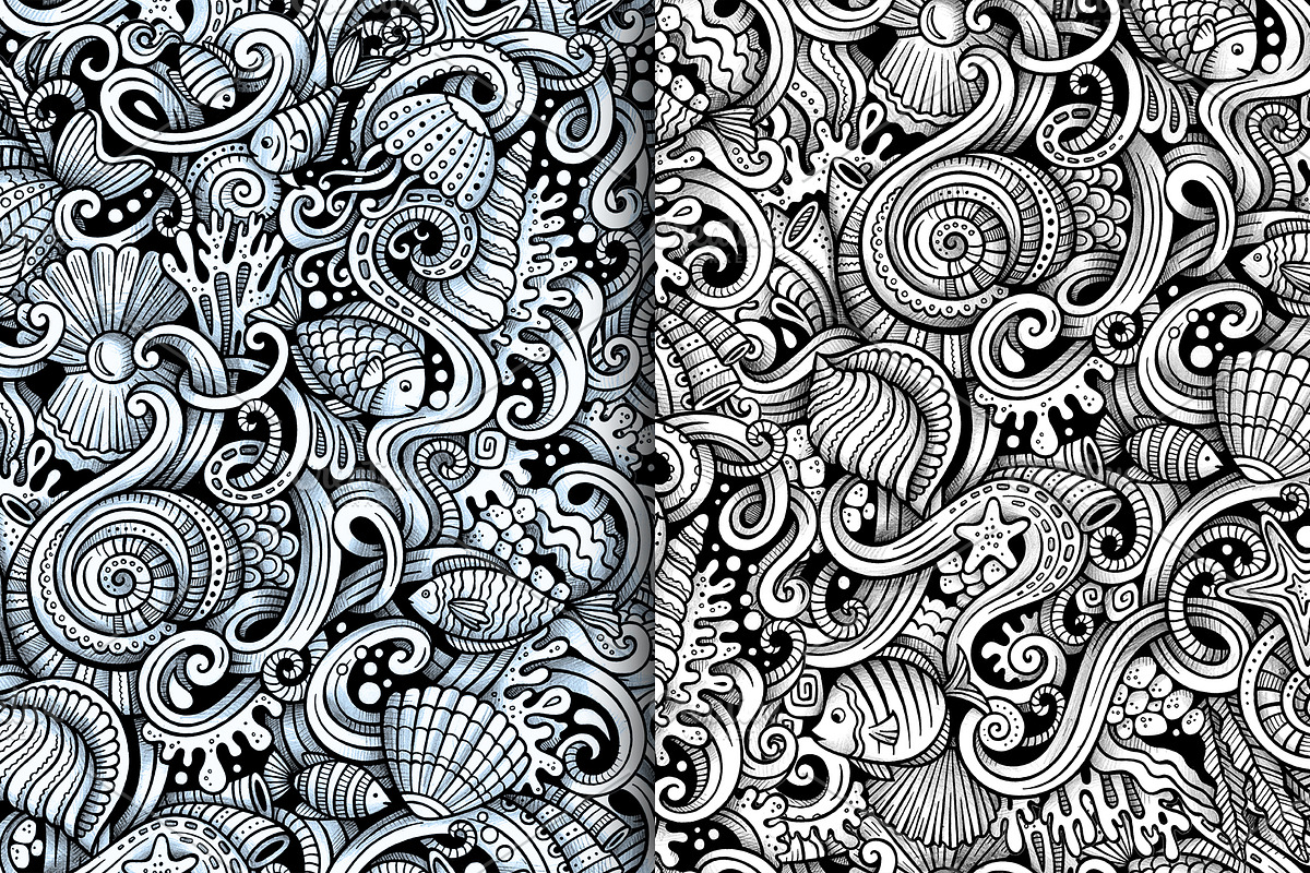 Underwater Graphics Patterns, a Decorative Illustration by BALABOLKA (Photo 3 of 6)