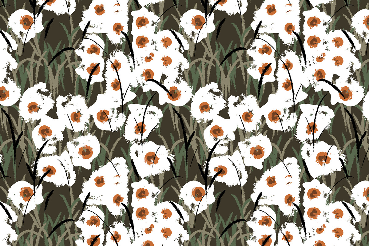 White impressionist flowers pattern, a Pattern Graphic by Nocito Design (Photo 5 of 5)