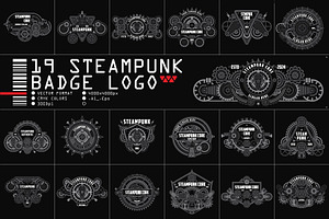 19 Steampunk badge logo template, a Branding & Logo Template by the-sastra