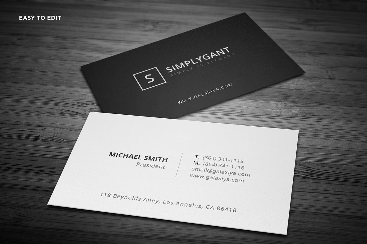 Simple Individual Business Cards, a Business Card Template by Galaxiya (Photo 4 of 10)