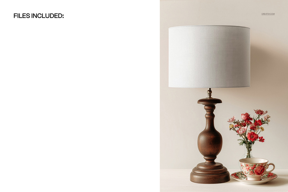 Table Lamp with Drum Shade Mockup, a Household Mockup by creatsy5 (Photo 2 of 5)
