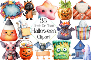 Halloween Trick or Treat Clipart, an Illustration by DreamPrint404