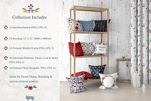 Scandinavian Folk Floral Collection