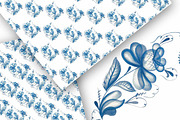 Gzhel watercolor clipart, an Illustration by Nataliapiache (Thumbnail 2 of 5)