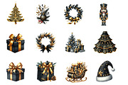 Luxury Black Christmas Clipart, an Illustration by Designworld (Thumbnail 2 of 6)