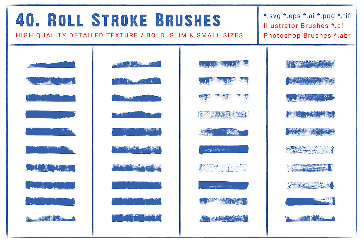 40 Roll Stroke Brushes for Ai & Ps preview 2