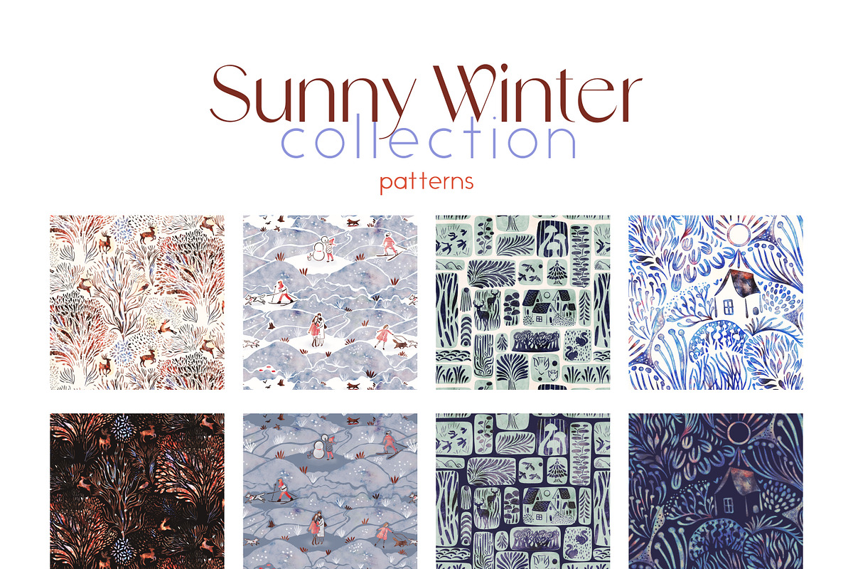 Sunny Winter: patterns & posters, a Decorative Illustration by Mona Ahmed (Photo 2 of 10)