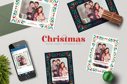 Christmas PhotoCards +Instagram Post, a Card Template by Guuver