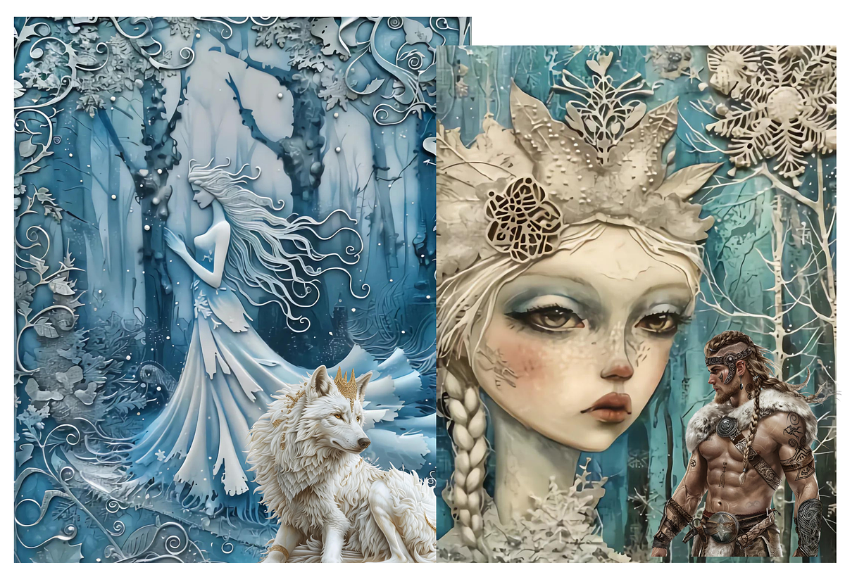 ICY QUEEN WINTER JUNK JOURNAL PAGES, a Person Illustration by Daring Digies (Photo 5 of 6)