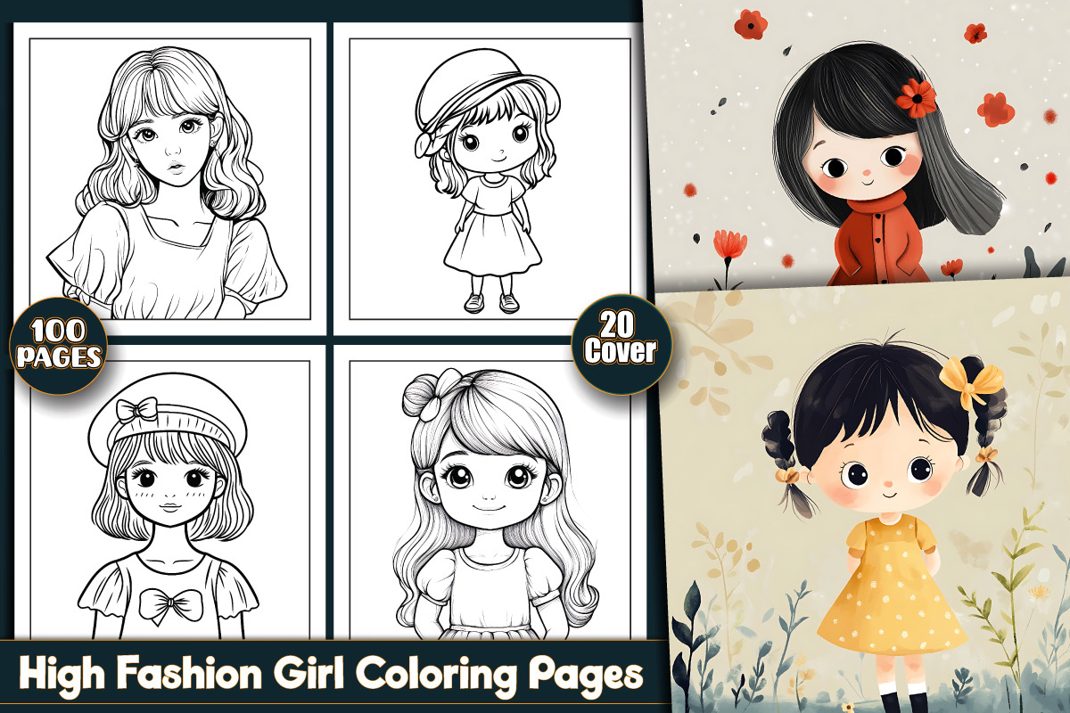 High Fashion Girl Coloring Pages, a Person Illustration by protabsorkar11 (Photo 1 of 6)