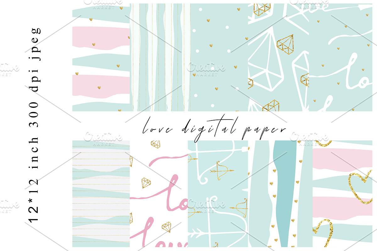 Love Sweet Digital Paper, a Pattern Graphic by kh_cat (Photo 1 of 3)