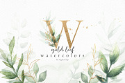 Gold leaf watercolor alphabet art, an Illustration by Angele Kamp (Thumbnail 1 of 12)