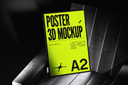 A2 Poster On Metal Chair 3D Mockup, an Advertising Mockup by graphicook (Thumbnail 2 of 4)