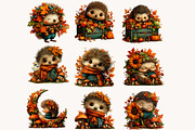 Whimsical Autumn Hedgehog Clipart, a Seasonal Illustration by Designworld (Thumbnail 7 of 10)