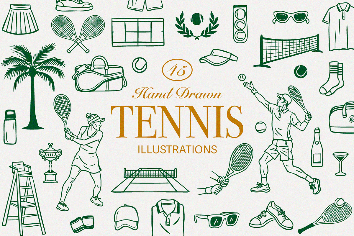 Hand-drawn Tennis Illustrations, an Illustration by cd-design.co (Photo 1 of 7)