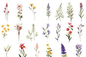 Botanical Wildflowers Clipart Bundle