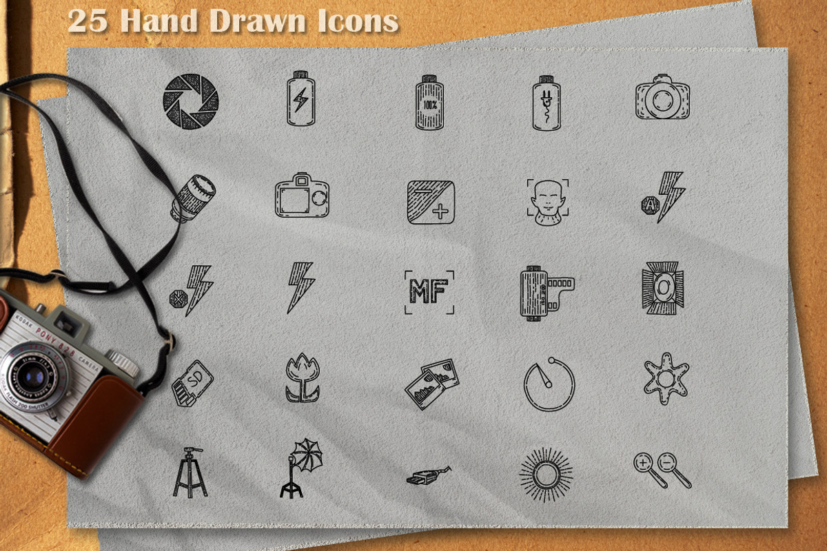 Photography Hand Drawn Icons, Logos, an Outline Icon by Tosca Digital (Photo 2 of 6)