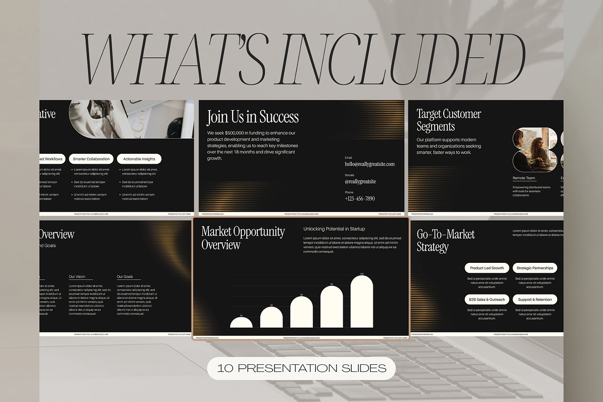 Gold and Black Startup Pitch Deck, a Presentation Template by Creatif Foundry (Photo 3 of 7)