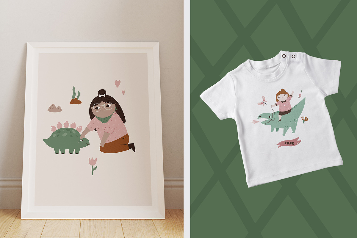 Cute Girl Explorers & Funny Dinos, an Illustration by danceyourlife (Photo 9 of 11)