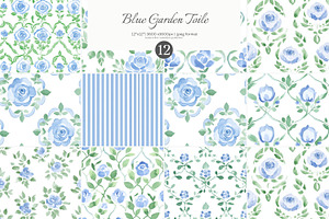 watercolor patterns floral toile, a Pattern Graphic by Patishop Art