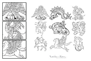 Set Of Heraldic Monsters