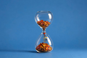 autumn leaves flowing through time, generative AI, a Photo by Nito
