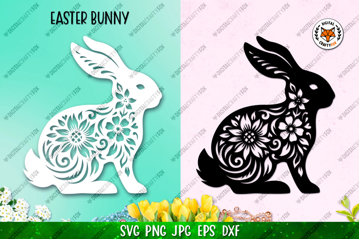 Easter Bunny Collection,Floral Bunny, an Animal Illustration by Digital_Craftyfox (Photo 17 of 20)