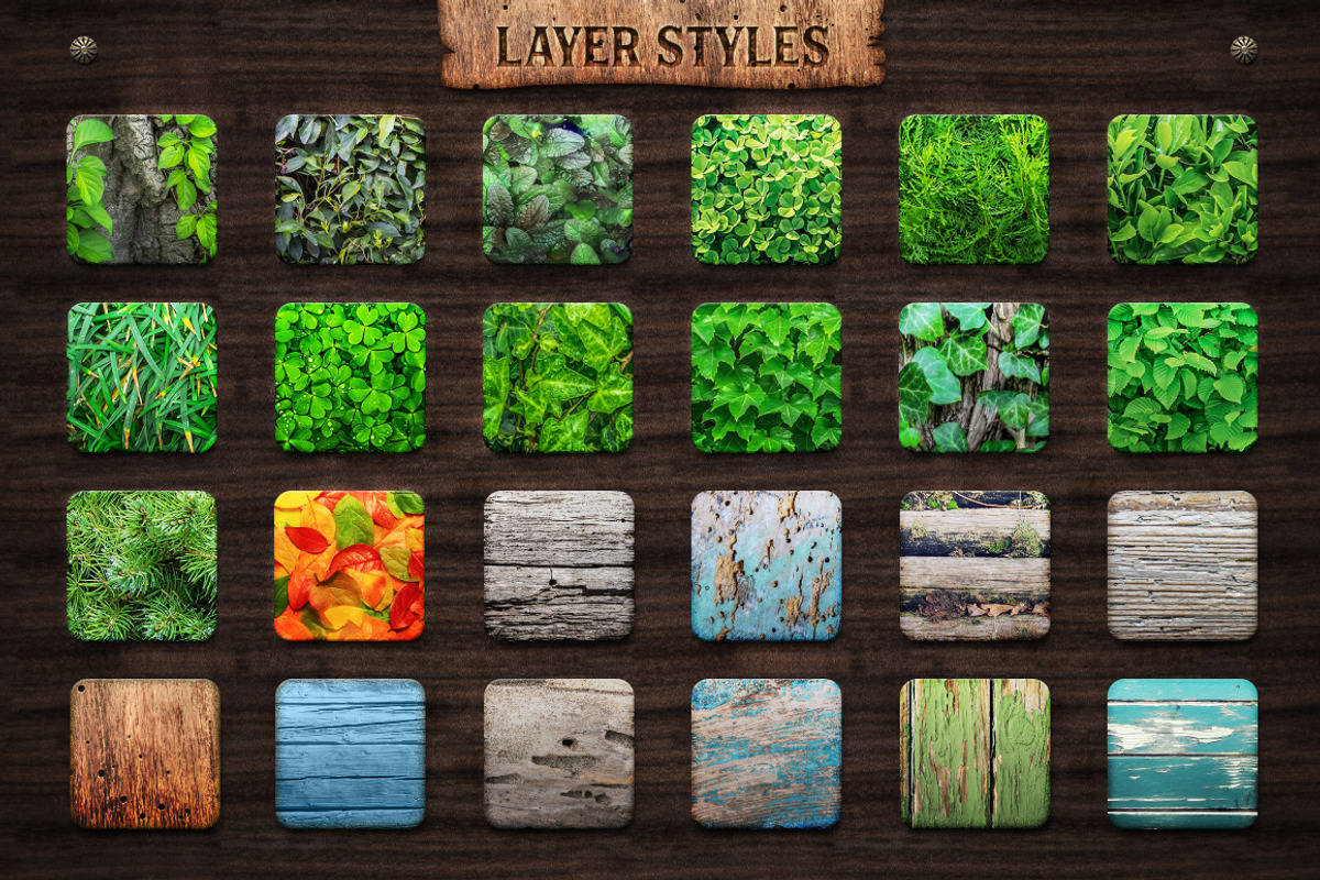 WOODY Texture Photoshop Styles KIT, a Layer Style Add-On by Graphic Spirit (Photo 5 of 14)