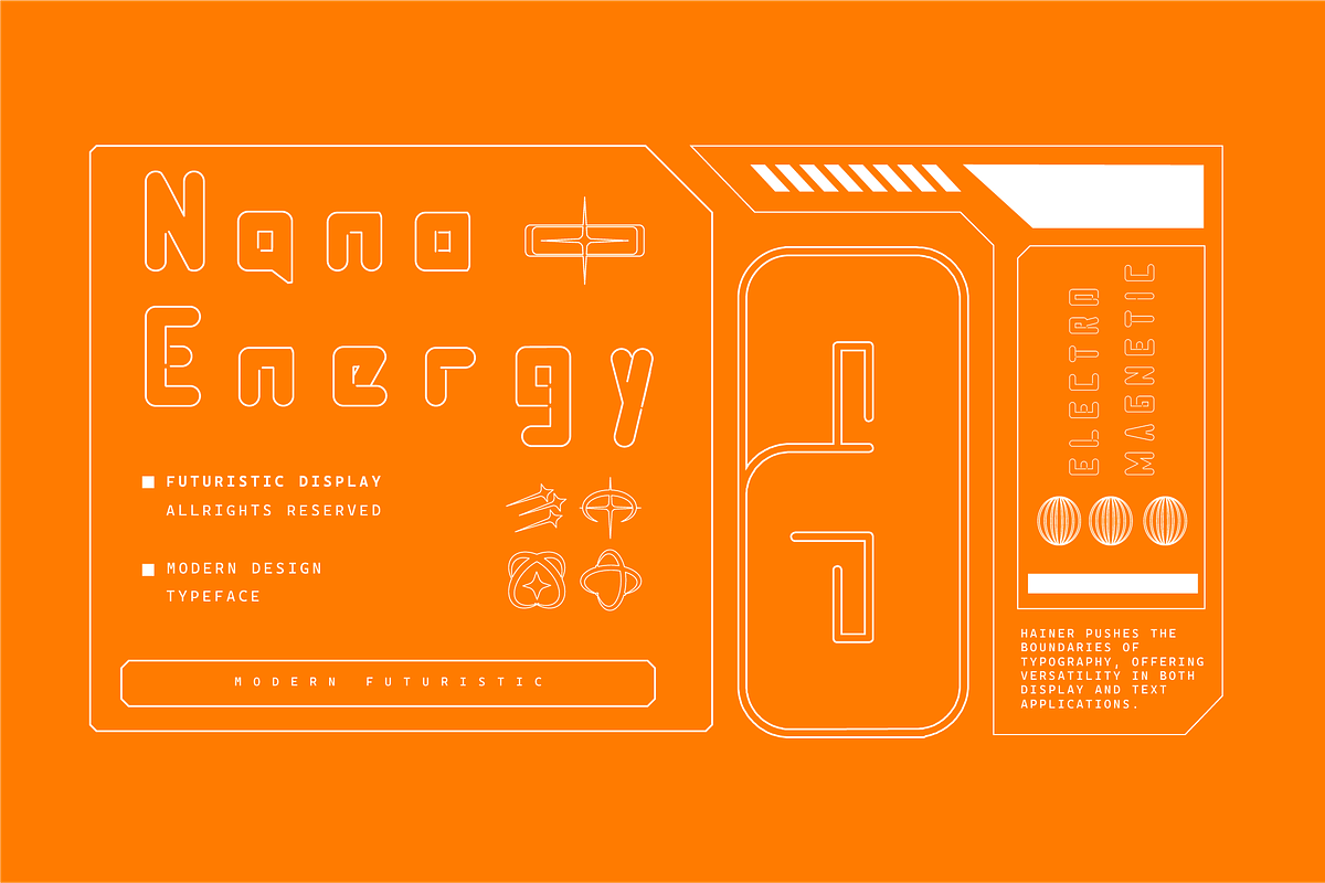 VB Prainer - Futuristic Display Font, a Sans Serif Font by VALIANTBROTHA (Photo 8 of 11)
