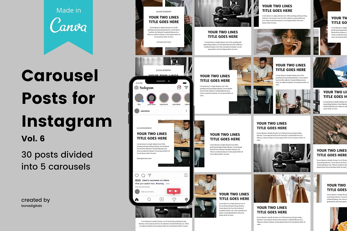 Instagram Carousel Vol. 6 | CANVA, a Social Media Template by bonadigitals (Photo 1 of 7)