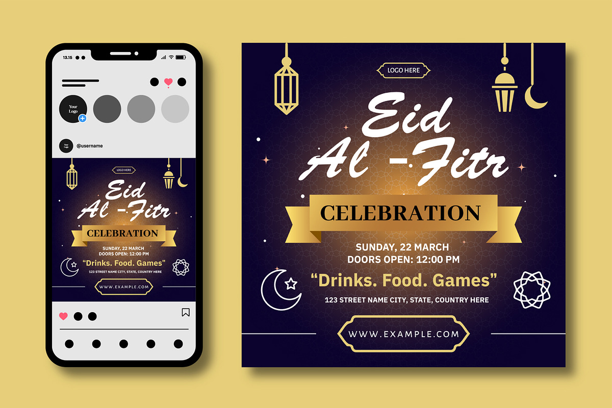 Eid Al Fitr Celebration Social Media, a Social Media Template by MightyDesign (Photo 2 of 7)