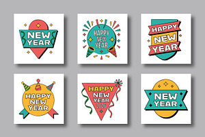 Happy New Year Badges And Logo Set, a Stationery Template by MightyDesign