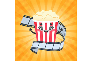 Popcorn Wrapped in a Filmstrip, a Food Illustration by PsychocheArt