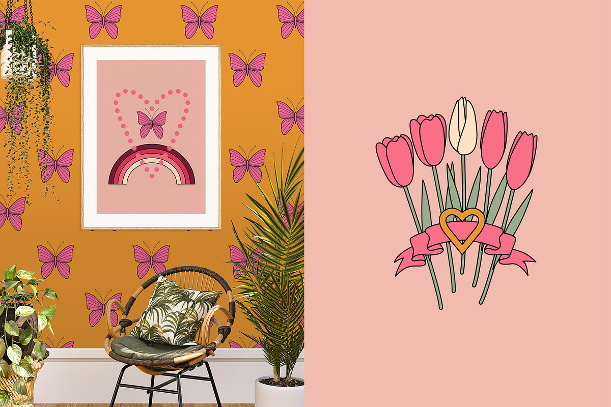 Vintage Valentine's Day. Retro 70s., an Object Graphic by Sofico (Photo 2 of 16)