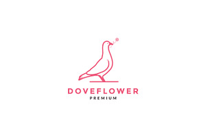 Modern Shape Dove With Flower Logo