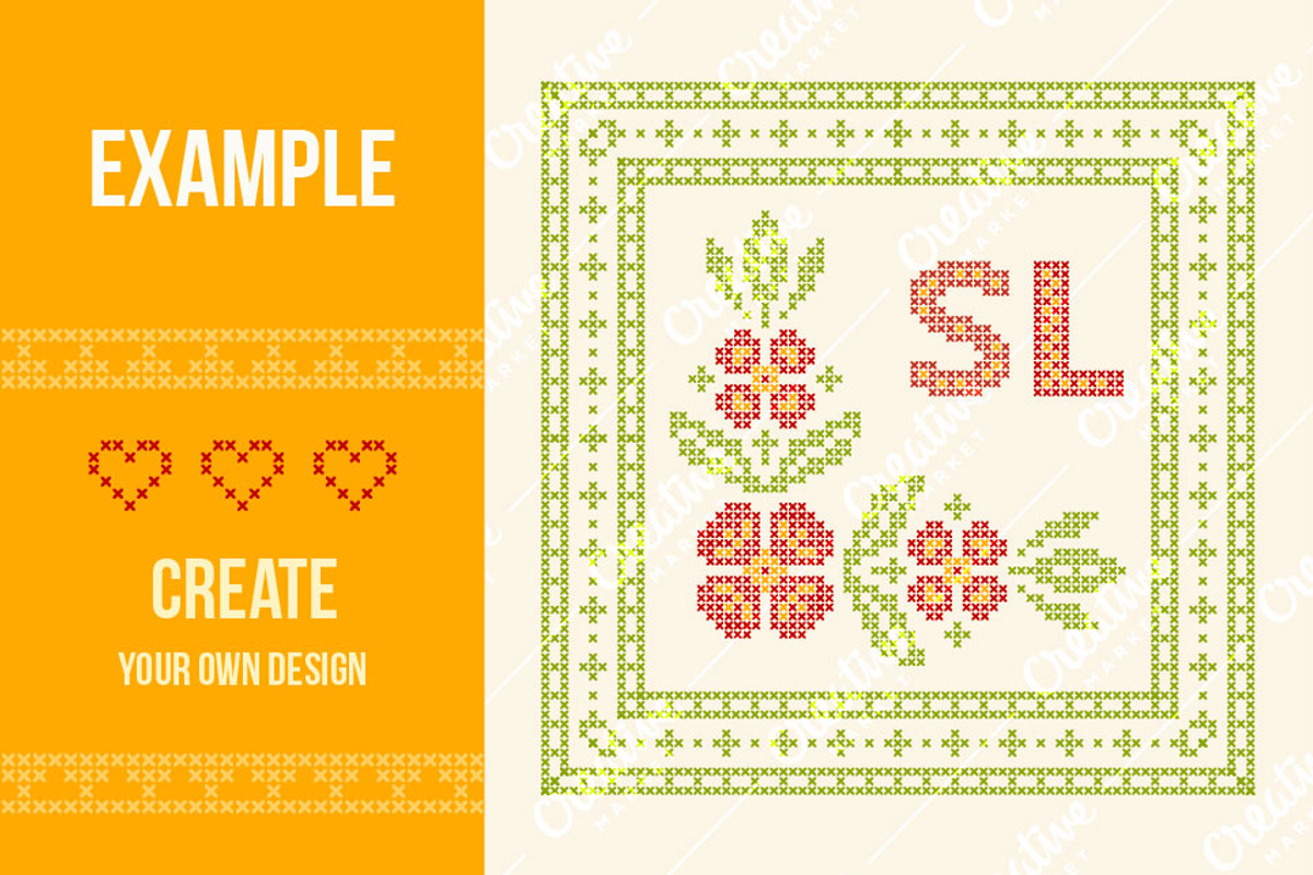 Cross-stitch borders set 1 - WIDE, an Object Graphic by Slanapotam (Photo 2 of 2)