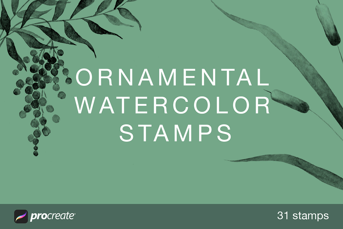 Ornamental Watercolor Stamps, a Brush Add-On by Relic Images (Photo 1 of 7)