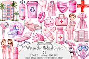 Watercolor Medical Clipart, a Seasonal Illustration by Design Market (Thumbnail 1 of 5)
