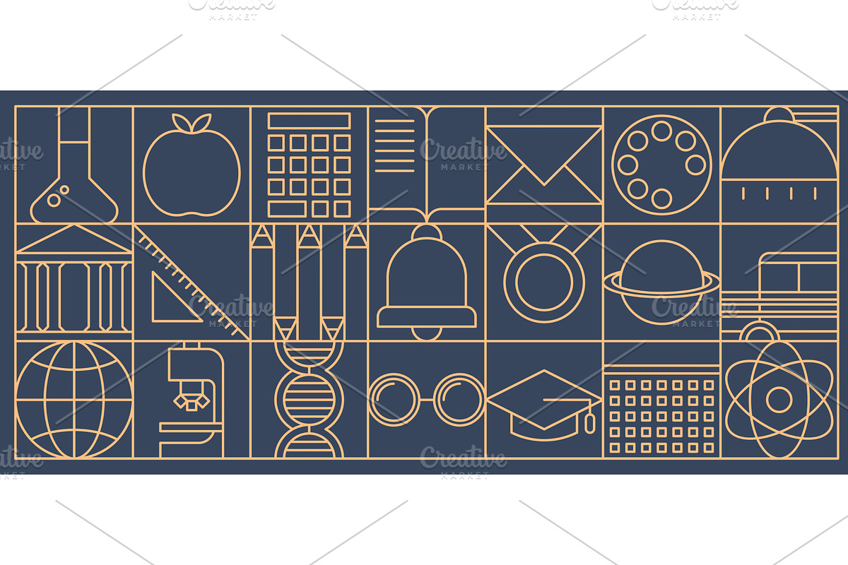 Education, science line pattern, an Education Illustration by Vector ...