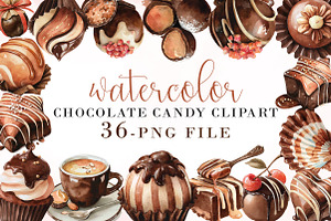 Watercolor Chocolate Candy Clipart, an Illustration by Libby Wishes