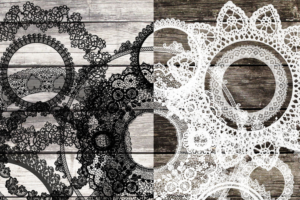 24 White & black lace clip art, an Object Graphic by DidiArtWorld