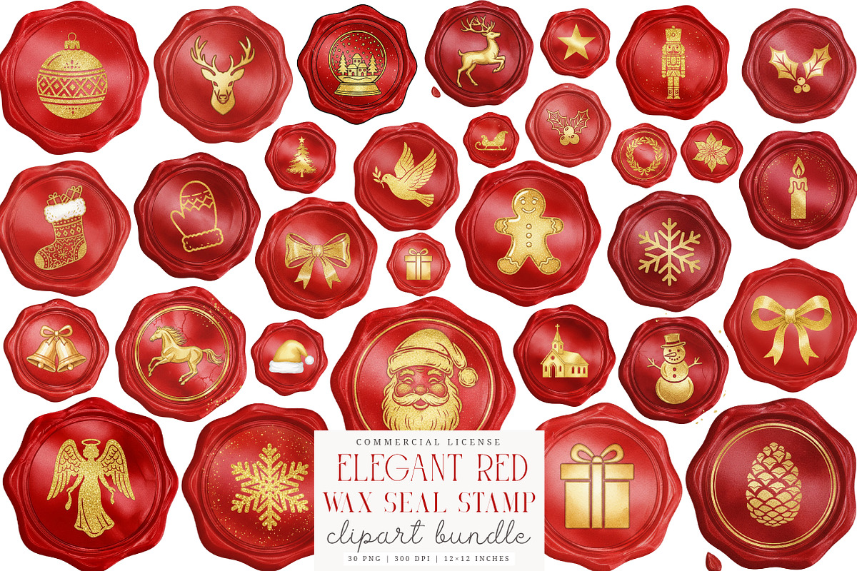 Elegant Red Wax Seal Stamp Clipart, an Illustration by SinaCreation (Photo 1 of 7)