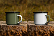 6 Enamel Mug Mockup. Rustic Outdoor, a Cups & Container Mockup by Grow Design Craft Studio (Thumbnail 3 of 6)