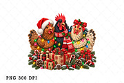Chicken Christmas PNG, a Seasonal Illustration by Watercolor design (Thumbnail 1 of 3)