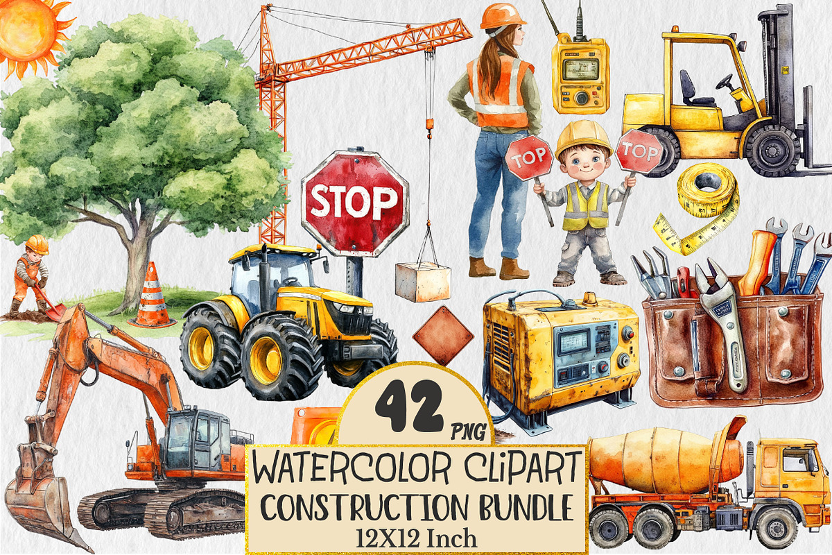 Construction Clipart Bundle, a Transportation Illustration by Rose Art (Photo 1 of 4)