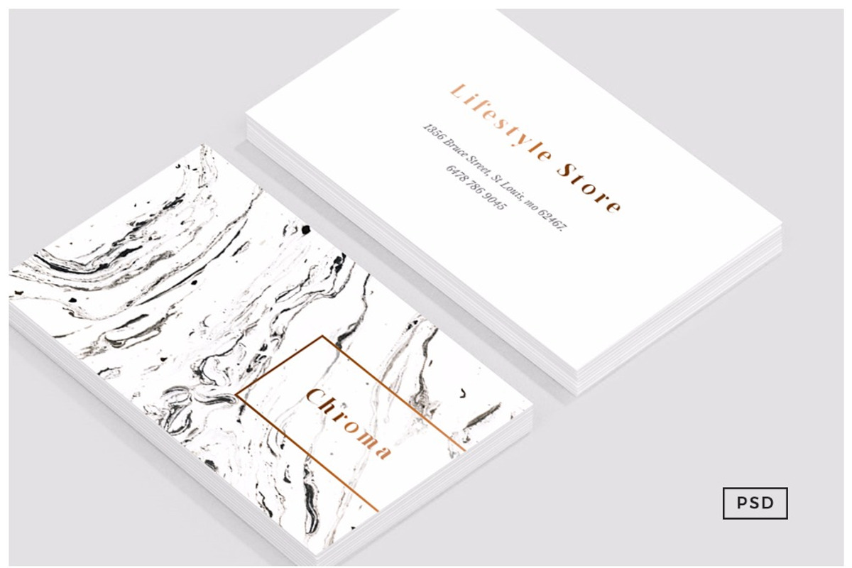 White Marble + Copper Business Card, a Business Card Template by Human-made. Made to feel. (Photo 1 of 4)
