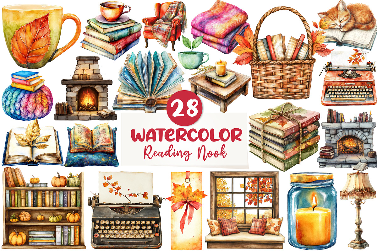 Fall Reading Nook Clipart, an Illustration by CreationArt (Photo 1 of 5)